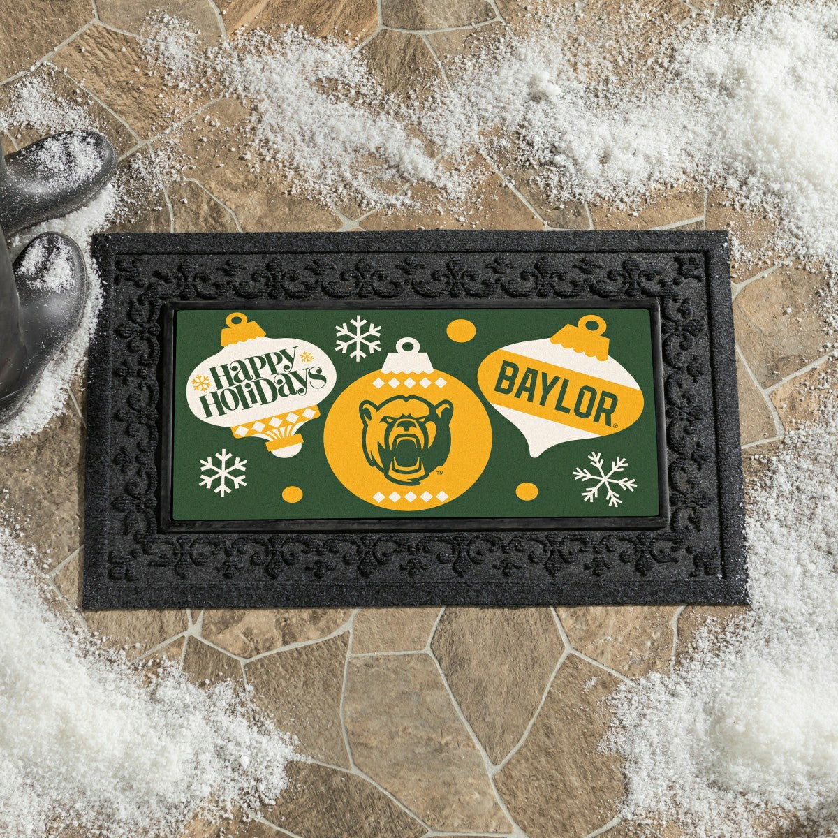 Baylor University Holiday Flocked Coir Sassafras Switch Mat, 22"x10" - Collegiate
