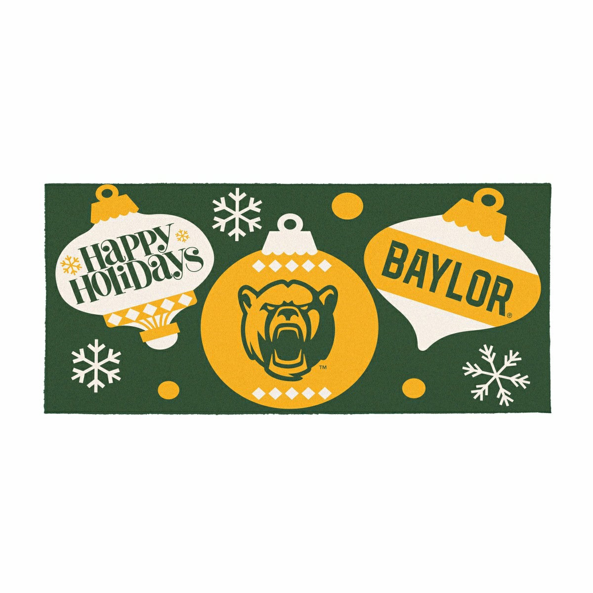 Baylor University Holiday Flocked Coir Sassafras Switch Mat, 22"x10" - Collegiate