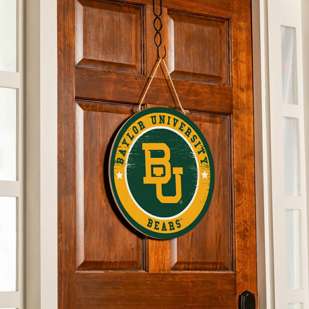 Baylor University Round Door Décor with Hanging Rope, 18x18 - Collegiate Home
