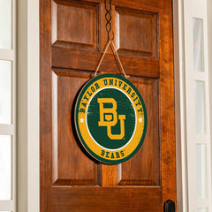 Baylor University Round Door Décor with Hanging Rope, 18x18 - Collegiate Home