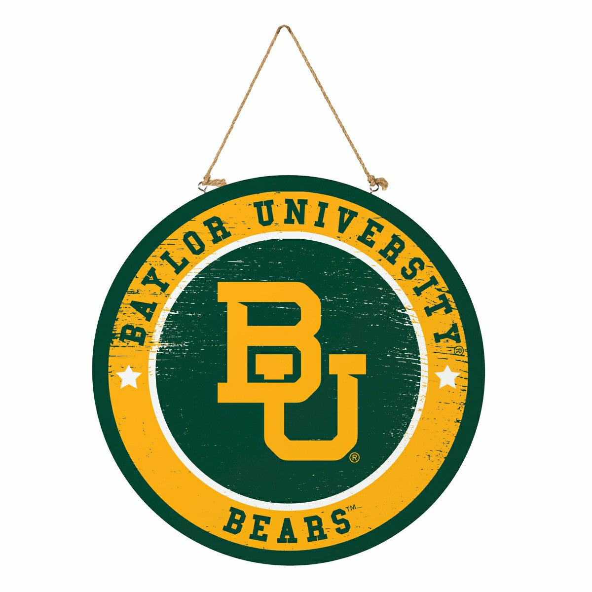 Baylor University Round Door Décor with Hanging Rope, 18x18 - Collegiate Home