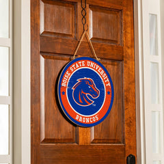 Boise State University Round Door Décor with Hanging Rope, 18x18 - Collegiate Home