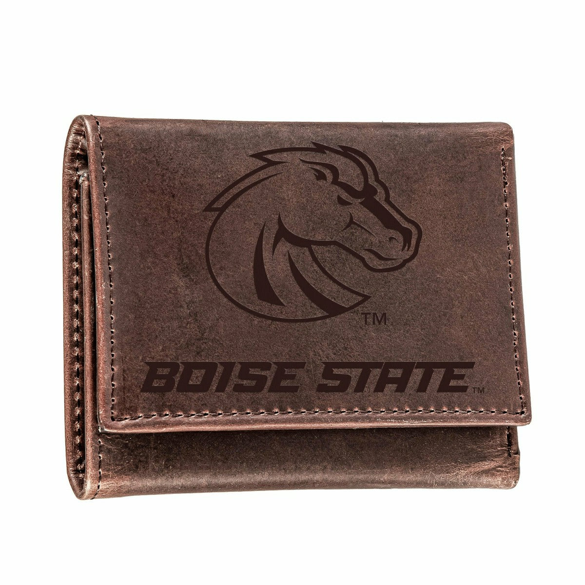 Boise State University, Tri-Fold Wallet, Brown, CH, 100% Genuine Leath - Collegiate Home