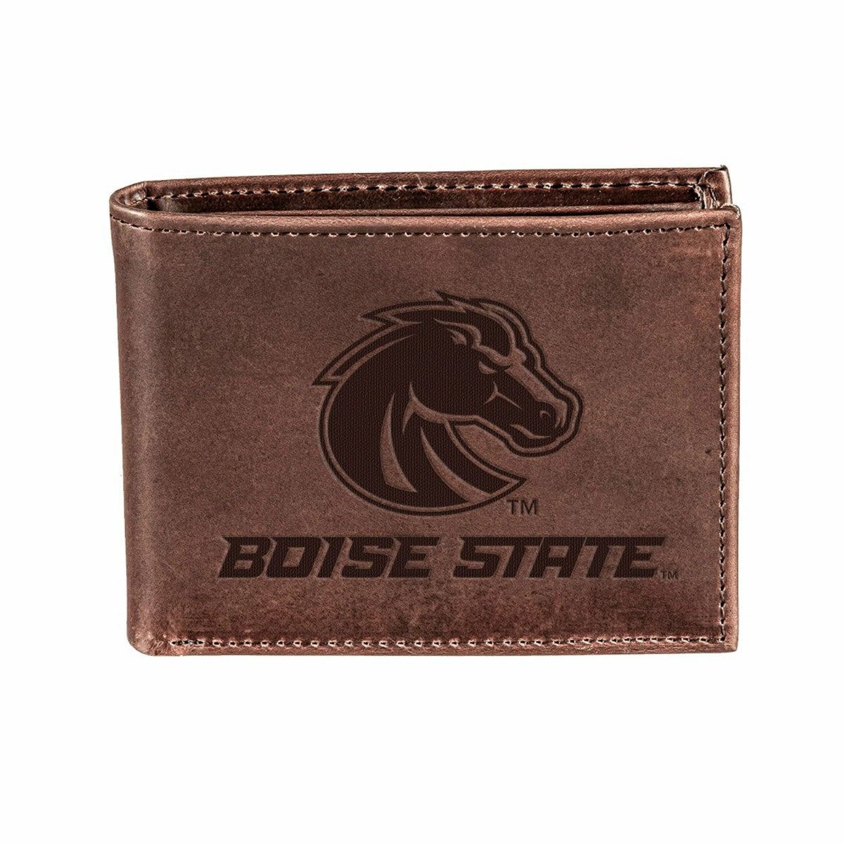 Boise State University, Bi-Fold Wallet, Brown, CH, 100% Genuine Leathe - Collegiate Home