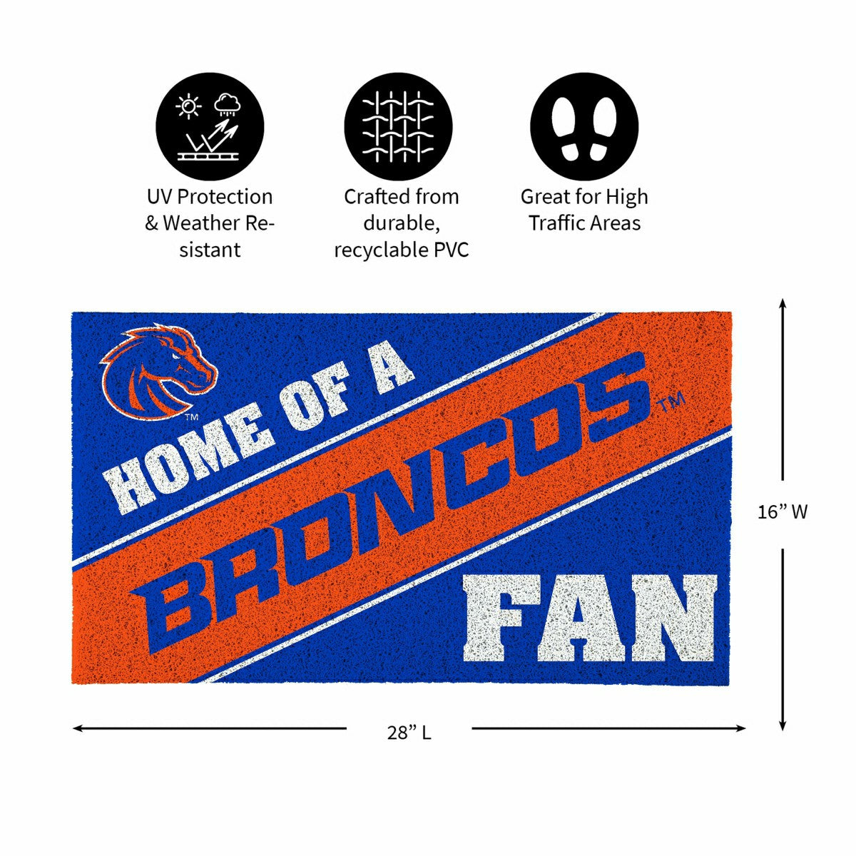 Boise State University, PVC Mat COLOR, Home of a Fan - Collegiate