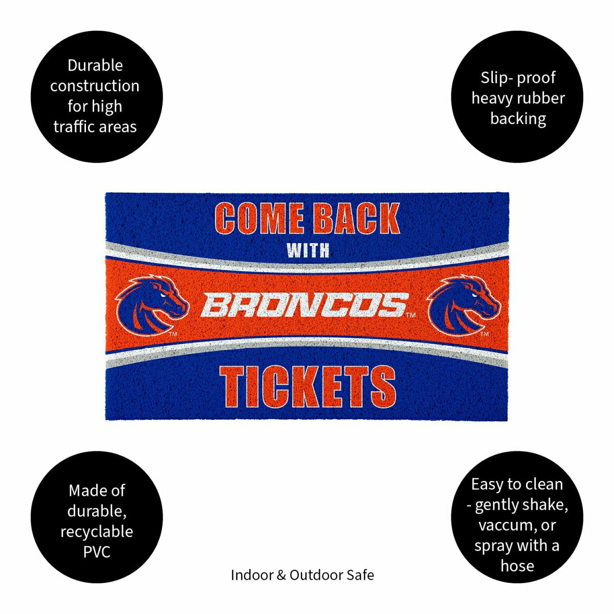 28" x 16" PVC Trapper Mat, Come Back with Tickets, Boise State Univers - Collegiate