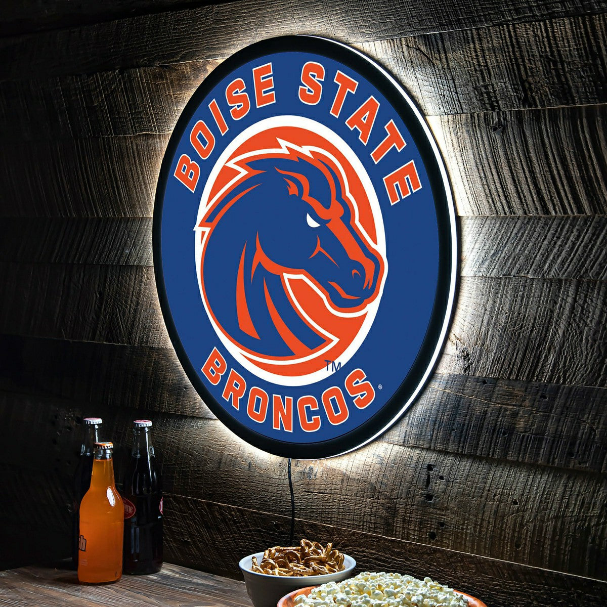 LED Wall Decor, Round, Boise State University - Collegiate Home