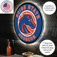 LED Wall Decor, Round, Boise State University - Collegiate Home