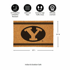 Brigham Young University Large One Color Coir Mat, 36"x24" - Collegiate