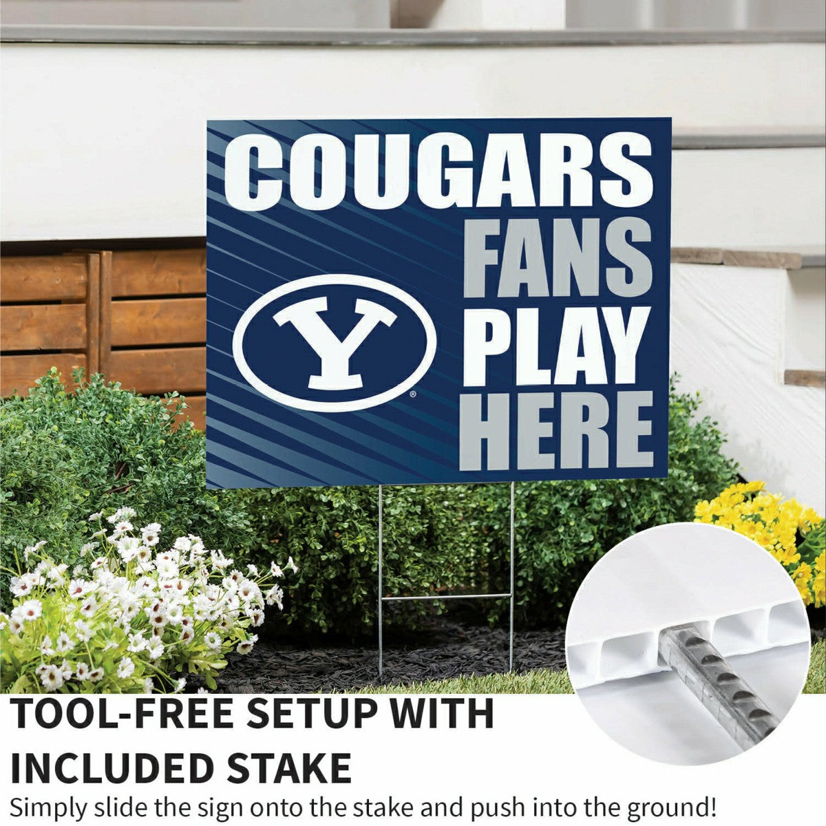 Brigham Young University Coroplast Yard Sign "Fans Play Here" - Collegiate Home