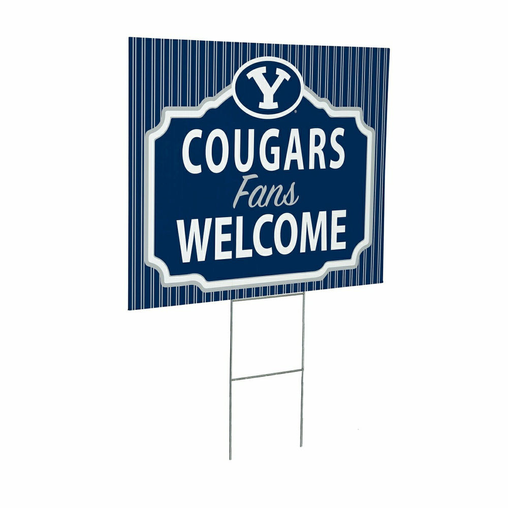 Brigham Young University Coroplast Yard Sign, "Fans Welcome" - Collegiate Home