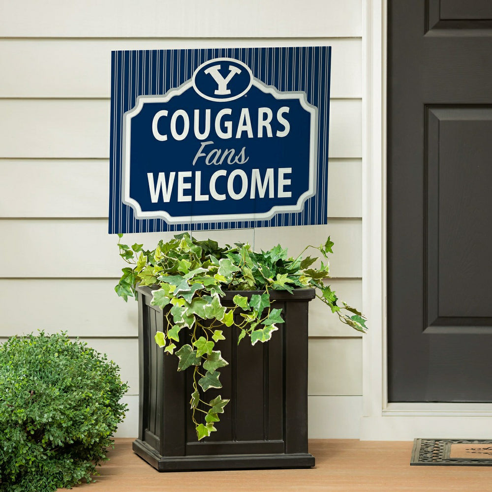 Brigham Young University Coroplast Yard Sign, "Fans Welcome" - Collegiate Home