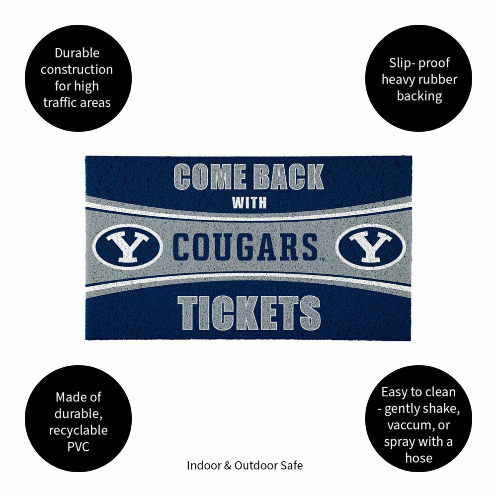 28" x 16" PVC Trapper Mat, Come Back with Tickets, Brigham Young Unive - Collegiate