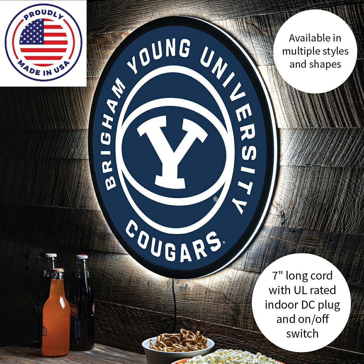 LED Wall Decor, Round, Brigham Young University - Collegiate Home