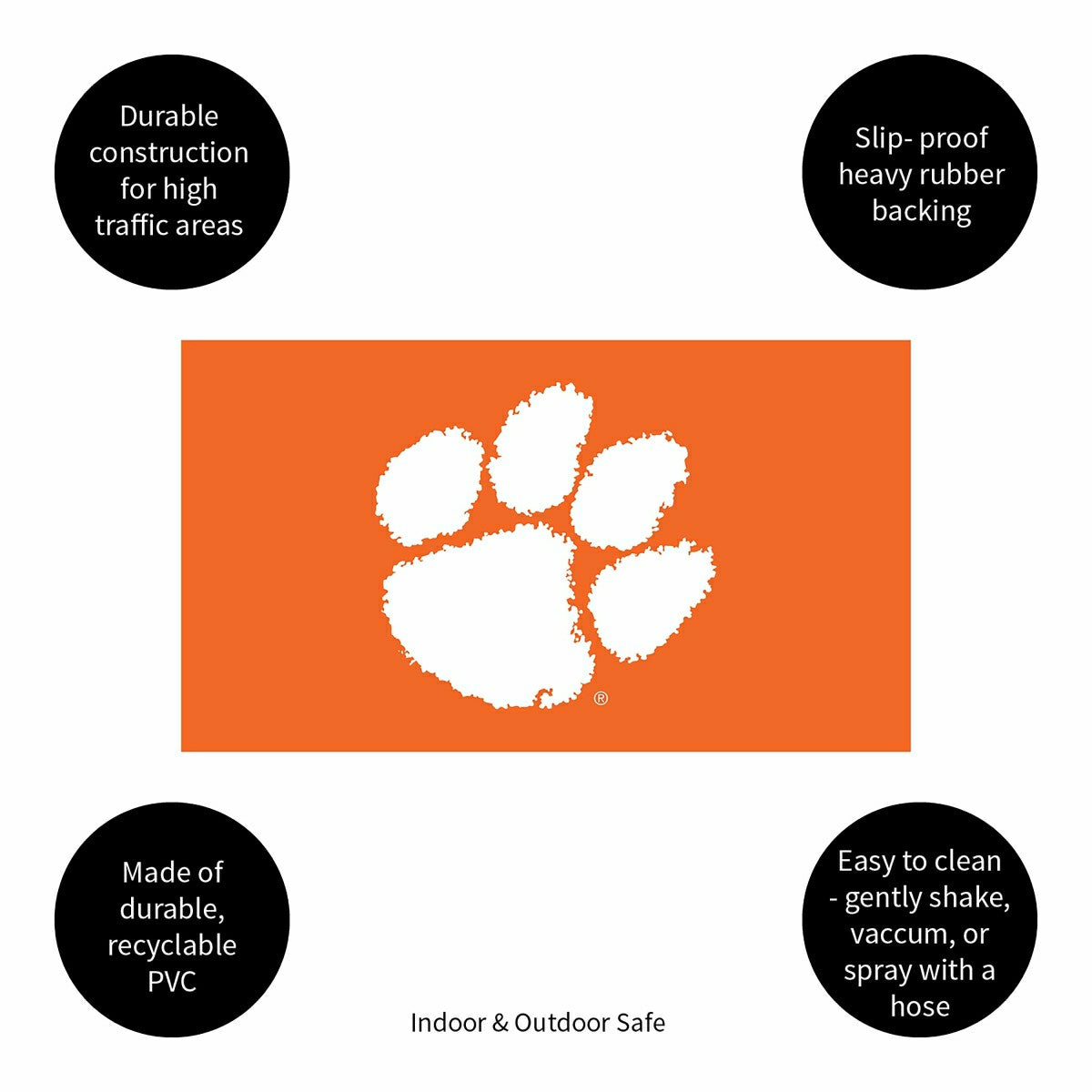 Full Color PVC Mat, 16" x 28", Clemson University - Collegiate