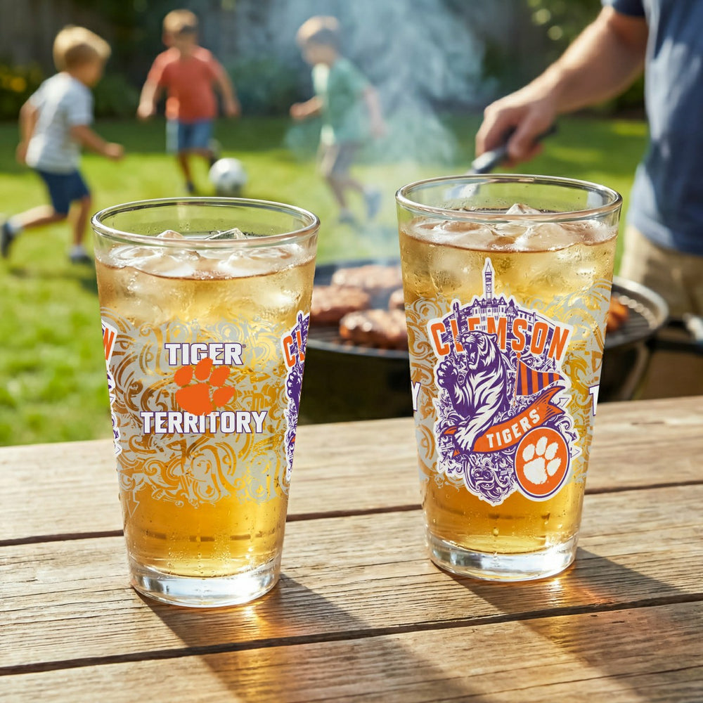 Clemson University 16oz Glass pint, Set of 2 - Collegiate Home