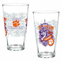 Clemson University 16oz Glass pint, Set of 2 - Collegiate Home