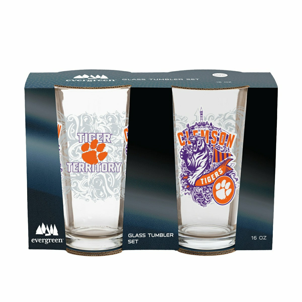 Clemson University 16oz Glass pint, Set of 2 - Collegiate Home