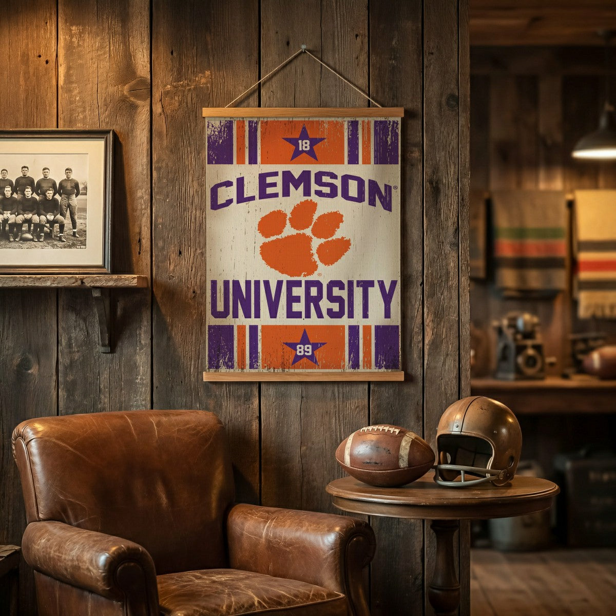 Clemson University, Canvas Wall Tapestry, Medium, 36x24 - Collegiate Home