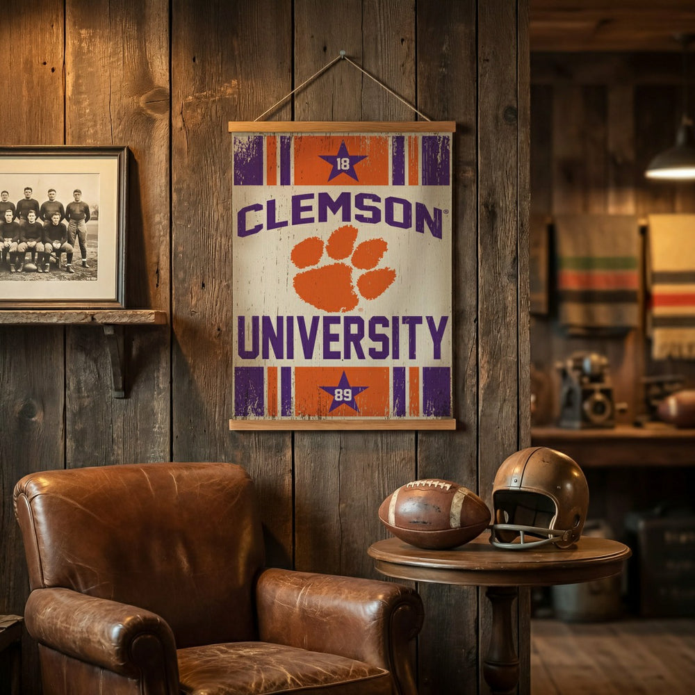 Clemson University, Canvas Wall Tapestry, Medium, 36x24 - Collegiate Home