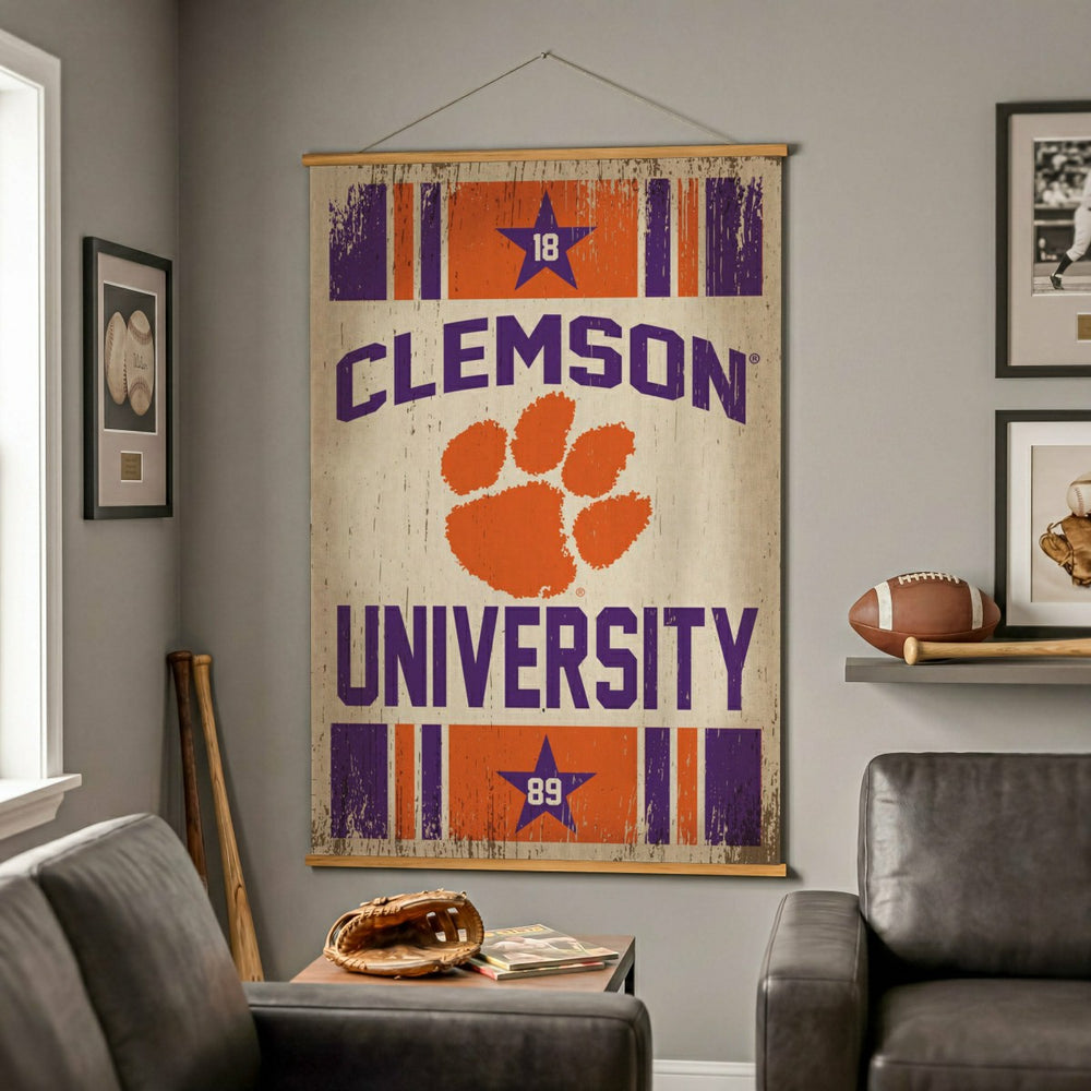 Clemson University, Canvas Wall Tapestry, Large, 54x36 - Collegiate Home