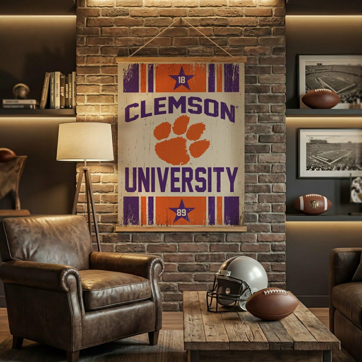 Clemson University, Canvas Wall Tapestry, Large, 54x36 - Collegiate Home