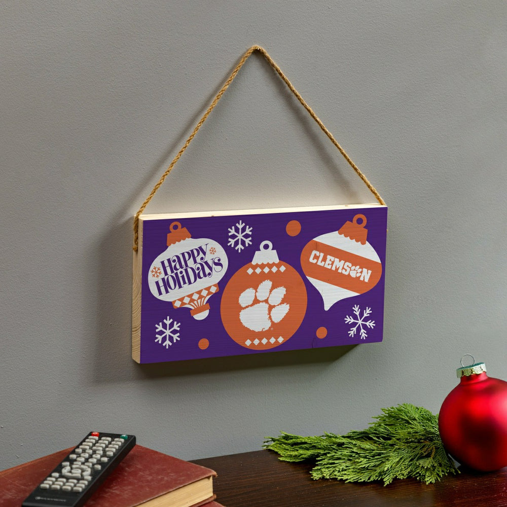 Clemson University Holiday Wood Wall Sign, 6x11 - Collegiate Home