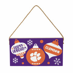 Clemson University Holiday Wood Wall Sign, 6x11 - Collegiate Home