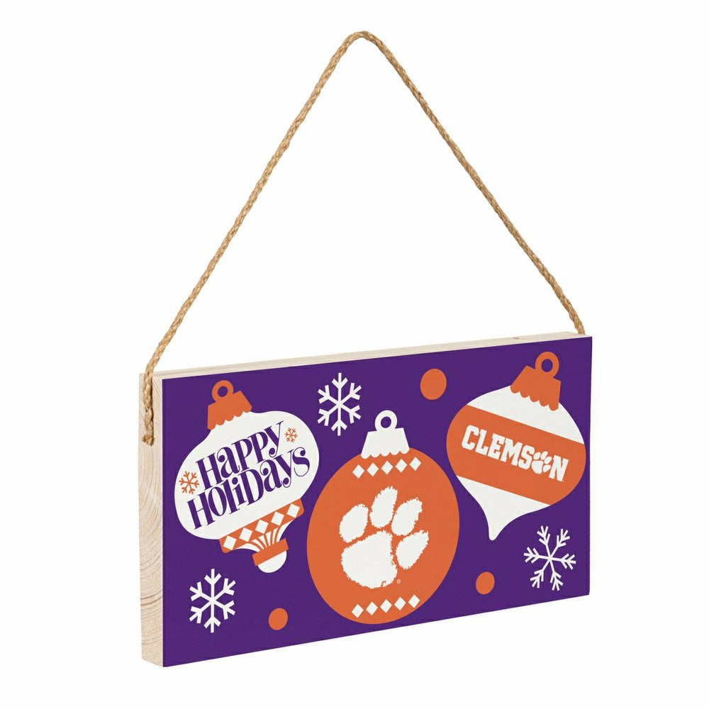 Clemson University Holiday Wood Wall Sign, 6x11 - Collegiate Home
