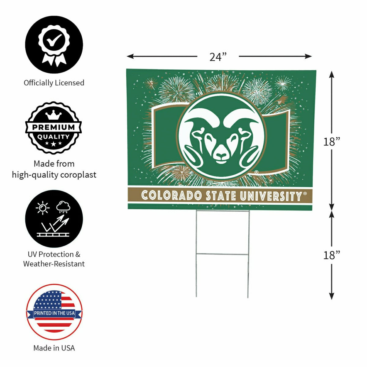 Colorado State University Yard Sign, Patriotic - Collegiate Home