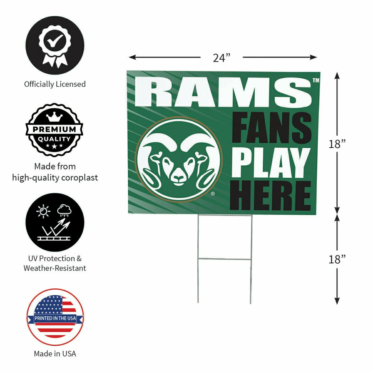 Colorado State University Coroplast Yard Sign "Fans Play Here" - Collegiate Home