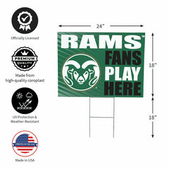 Colorado State University Coroplast Yard Sign "Fans Play Here" - Collegiate Home