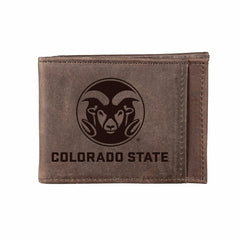 Slim Card Holder with RFID Blocking, Colorado State University, Brown - Collegiate Home