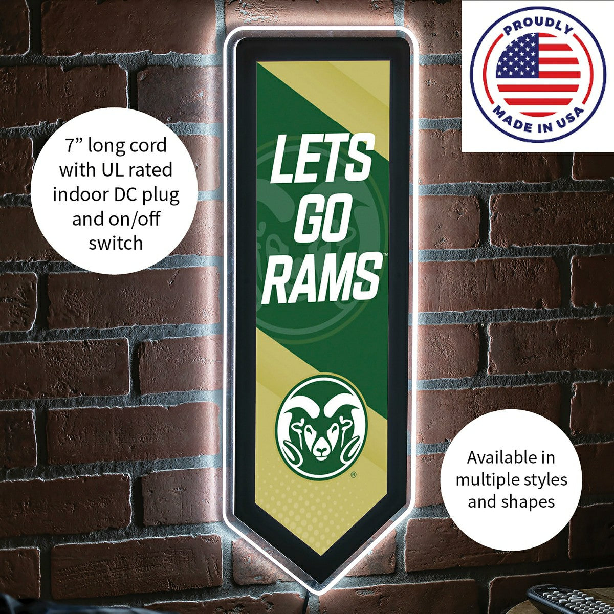 LED Wall Decor, Pennant, Colorado State University - Collegiate Home