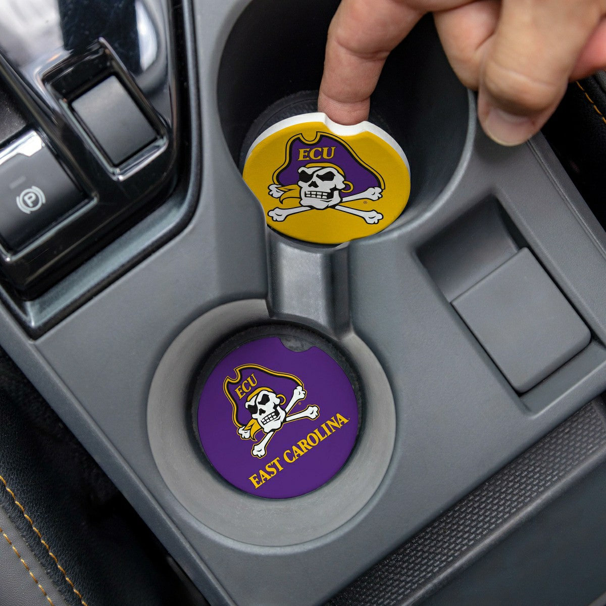 East Carolina University Car Coaster Set, 2pc - Collegiate Home