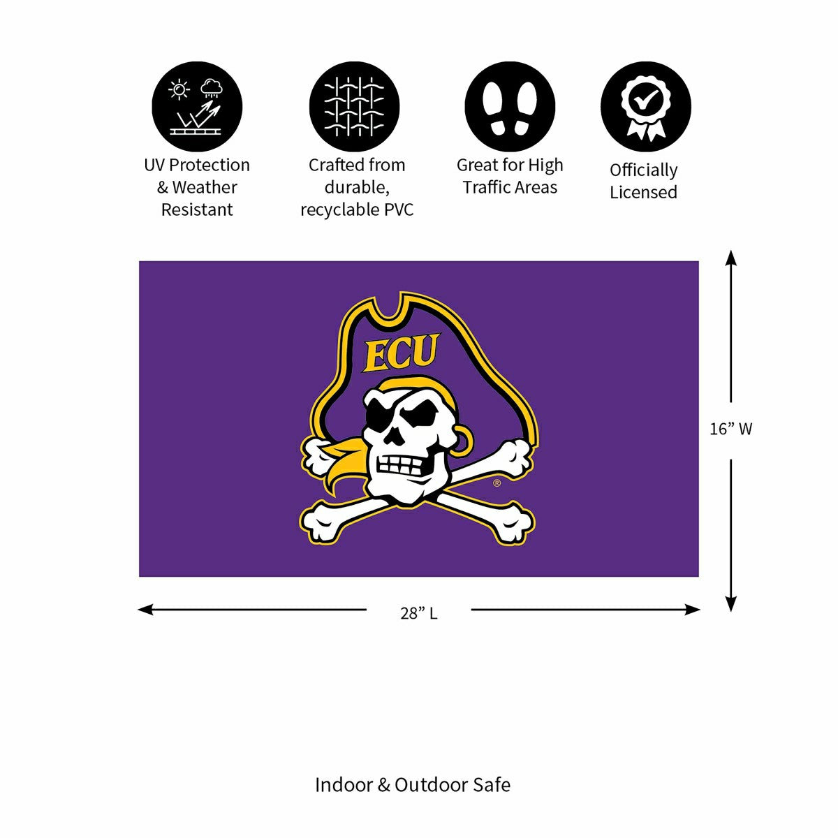 Full Color PVC Mat, 16" x 28", East Carolina University - Collegiate