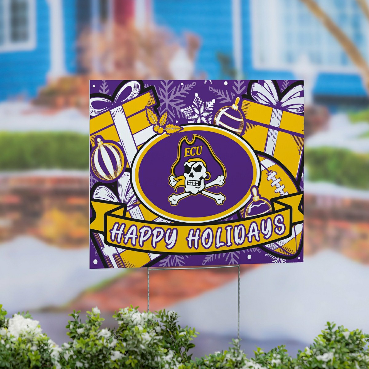 East Carolina University Yard Sign, Holiday - Collegiate Home