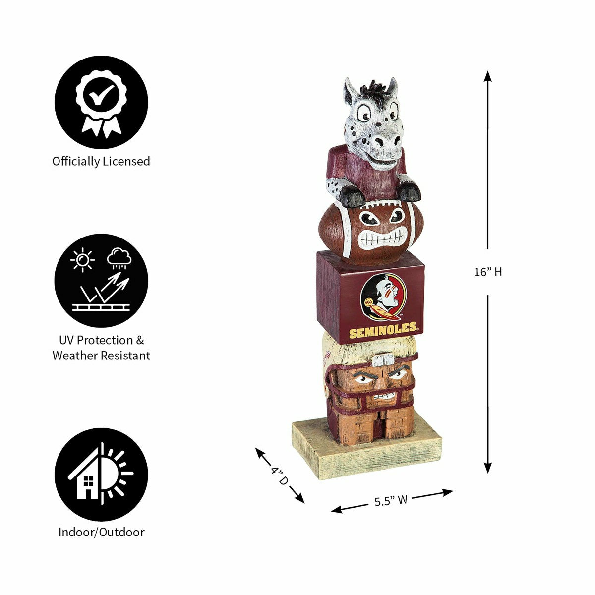 Florida State Seminoles Tiki Team Totem Garden Statue - Collegiate Home