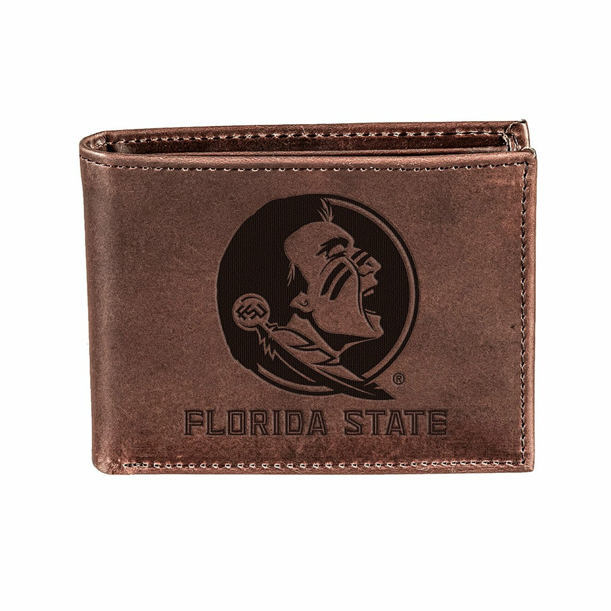 Florida State University, Bi-Fold Wallet, Brown, CH, 100% Genuine Leat - Collegiate Home
