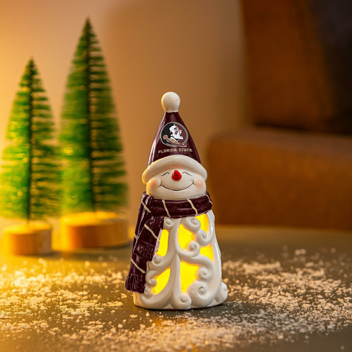Florida State University Snowman LED Statuary, 8" - Collegiate Home