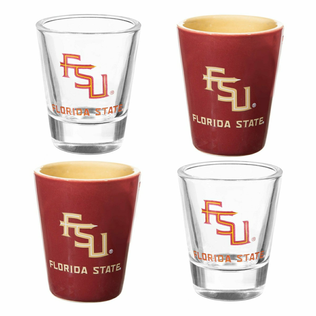 Florida State University 4-Piece Ceramic and Glass 2oz. Shot Glass Set - Collegiate Home