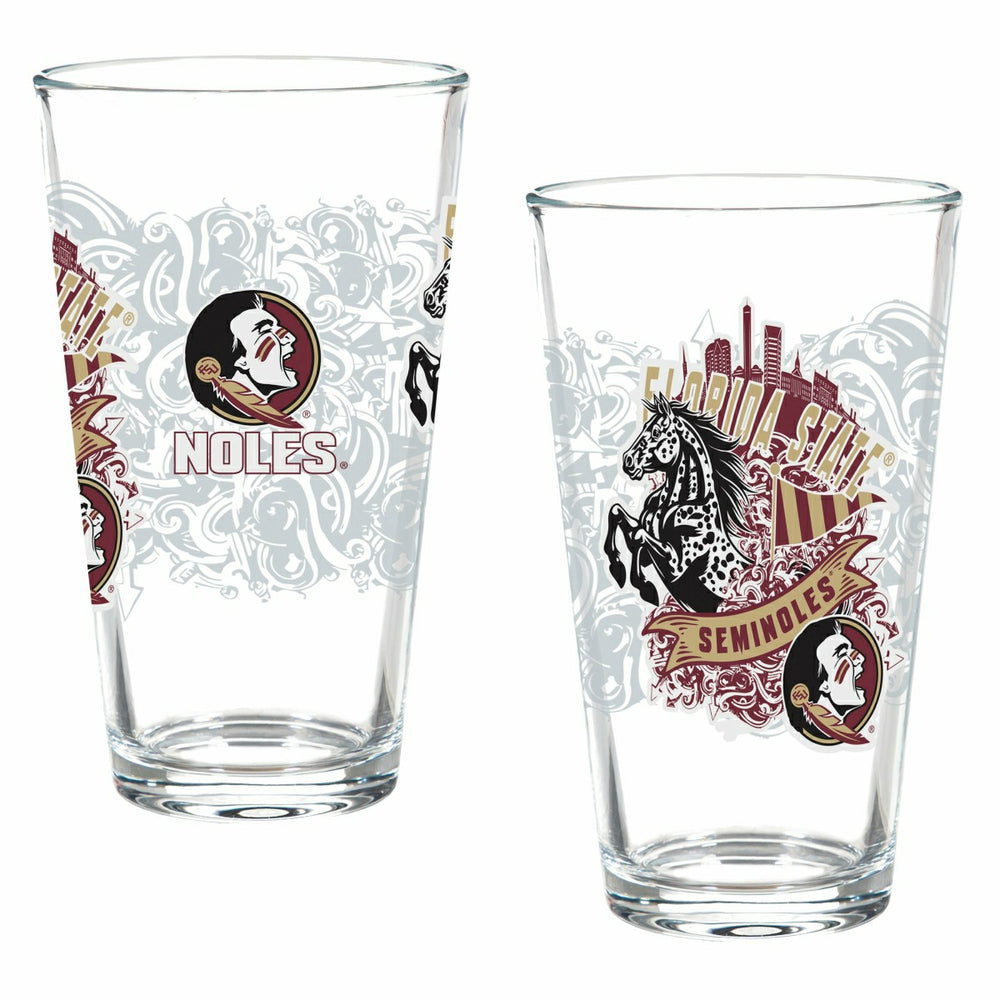 Florida State University 16oz Glass pint, Set of 2 - Collegiate Home