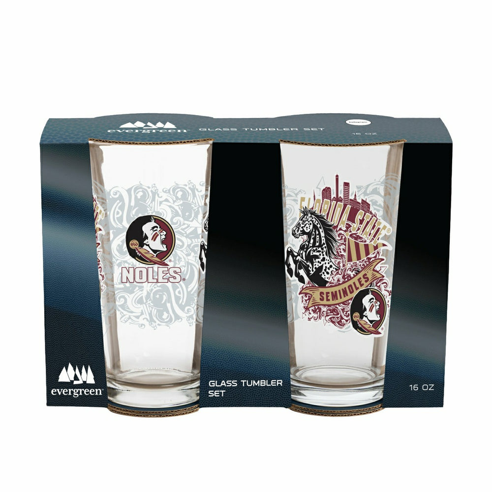 Florida State University 16oz Glass pint, Set of 2 - Collegiate Home