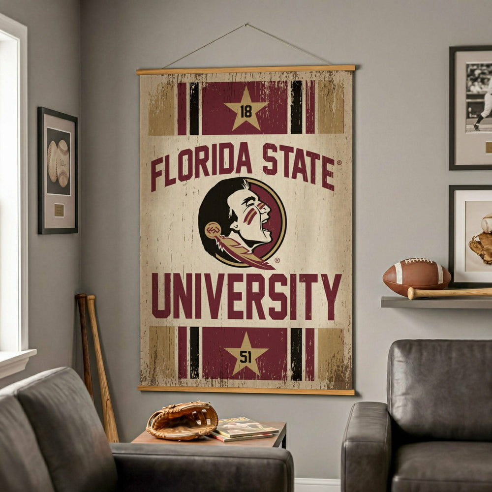 Florida State University, Canvas Wall Tapestry, Large, 54x36 - Collegiate Home