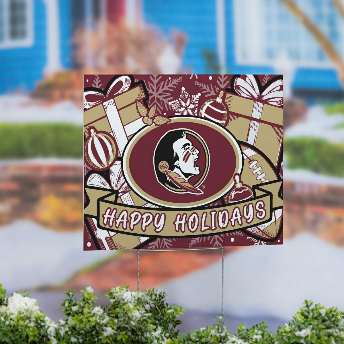 Florida State University Yard Sign, Holiday - Collegiate Home