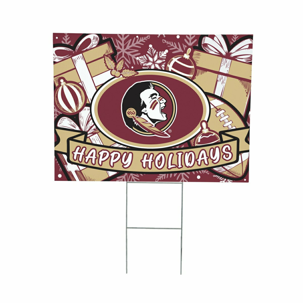Florida State University Yard Sign, Holiday - Collegiate Home