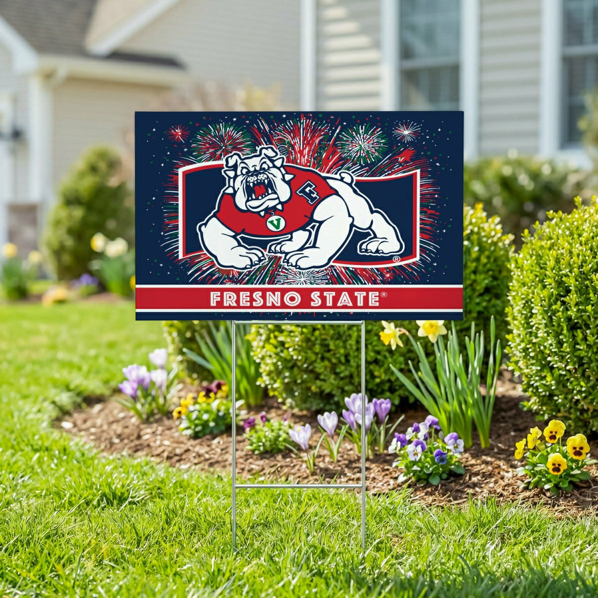 Fresno State Yard Sign, Patriotic - Collegiate Home