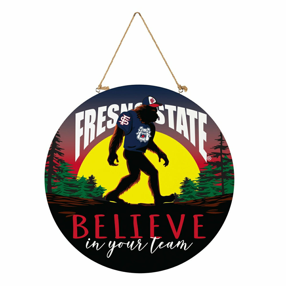 Fresno State Bigfoot Round Door Décor with Hanging Rope, 18x18 - Collegiate Home