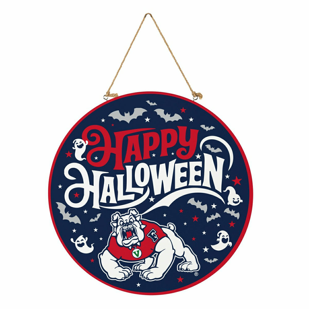Fresno State Halloween Round Door Décor with Hanging Rope, 18x18 - Collegiate Home