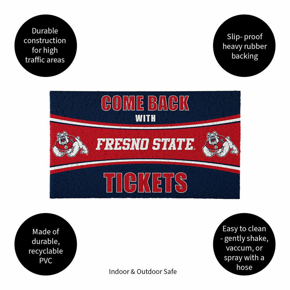 28" x 16" PVC Trapper Mat, Come Back with Tickets, Fresno State - Collegiate